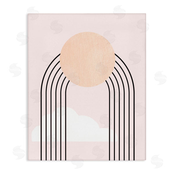 stupell industries Stupell Studio | Modern Geometric Rainbow Arch Lines Pink Sky Sun Wall Art