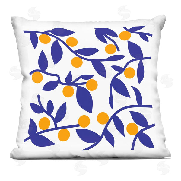stupell industries Stupell Studio | Modern Orange Berries Botanical Blue Leaves Printed Throw Pillow