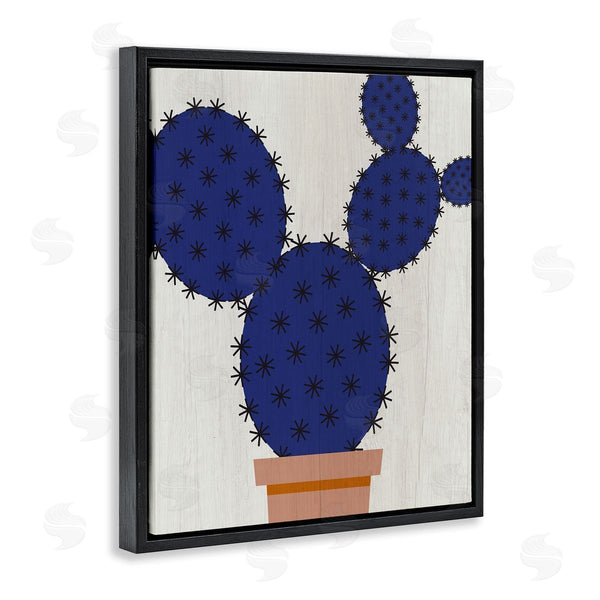 Stupell Industries Stupell Studio | Modern Prickly Pear Potted Cactus Abstract Blue Succulent Wall Art