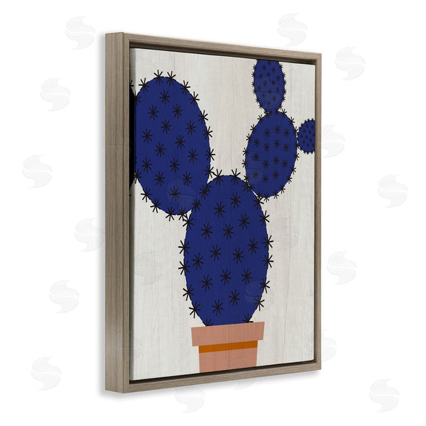 Stupell Industries Stupell Studio | Modern Prickly Pear Potted Cactus Abstract Blue Succulent Wall Art