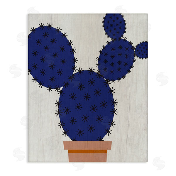 stupell industries Stupell Studio | Modern Prickly Pear Potted Cactus Abstract Blue Succulent Wall Art