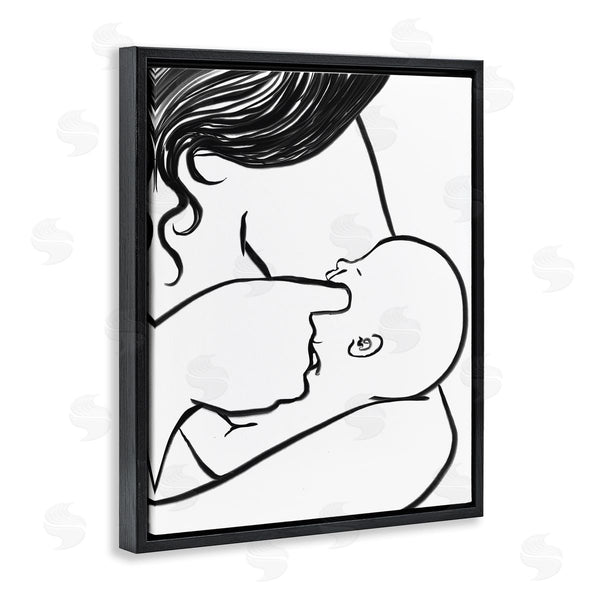 Stupell Industries Stupell Studio | Mother Nursing Child Portrait Minimal Black White