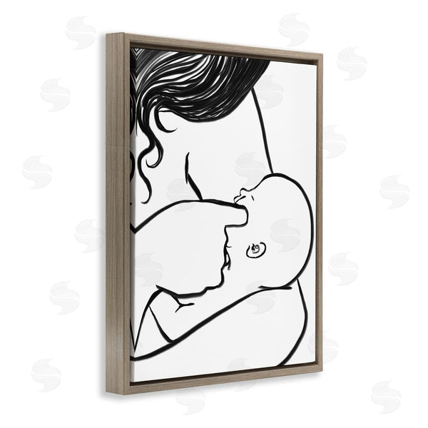 Stupell Industries Stupell Studio | Mother Nursing Child Portrait Minimal Black White