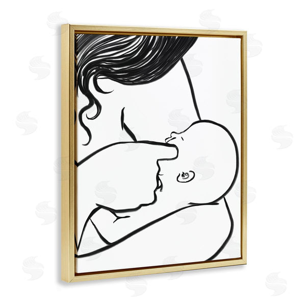 Stupell Industries Stupell Studio | Mother Nursing Child Portrait Minimal Black White