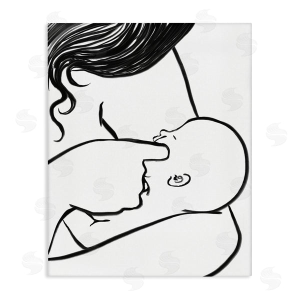 stupell industries Stupell Studio | Mother Nursing Child Portrait Minimal Black White