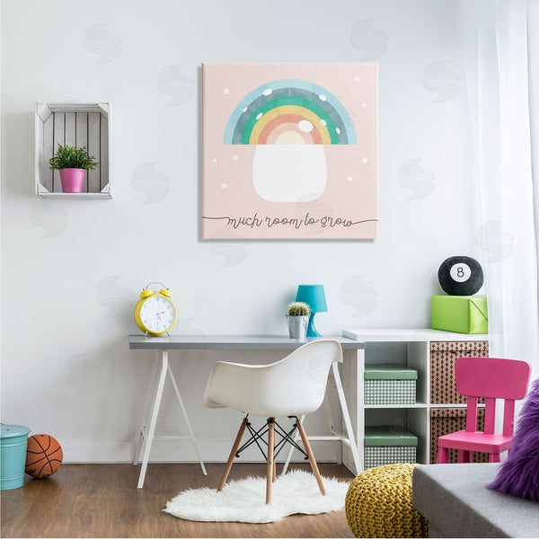 Stupell Industries Stupell Studio | Much Room To Grow Phrase Kids' Rainbow Mushroom Wall Art