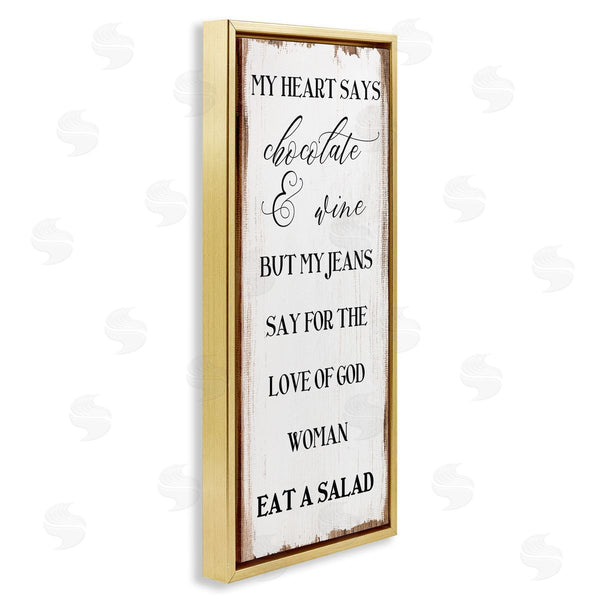 Stupell Industries Stupell Studio | My Heart Says Chocolate Phrase Painted Wood Pattern