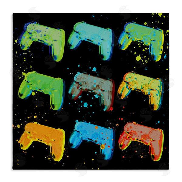 stupell industries Stupell Studio | Neon Pop Style Gaming Controllers Paint Splatter Wall Art