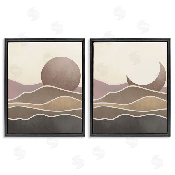 Stupell Industries Stupell Studio | Neutral Toned Landscape Sun Moon Wall Art