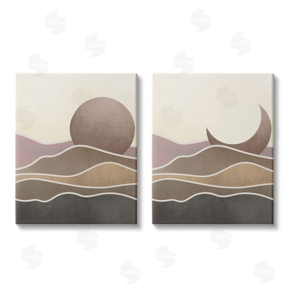 stupell industries Stupell Studio | Neutral Toned Landscape Sun Moon Wall Art