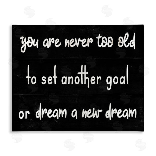 stupell industries Stupell Studio | Never To Old to Set Goals Phrase Minimal Black White