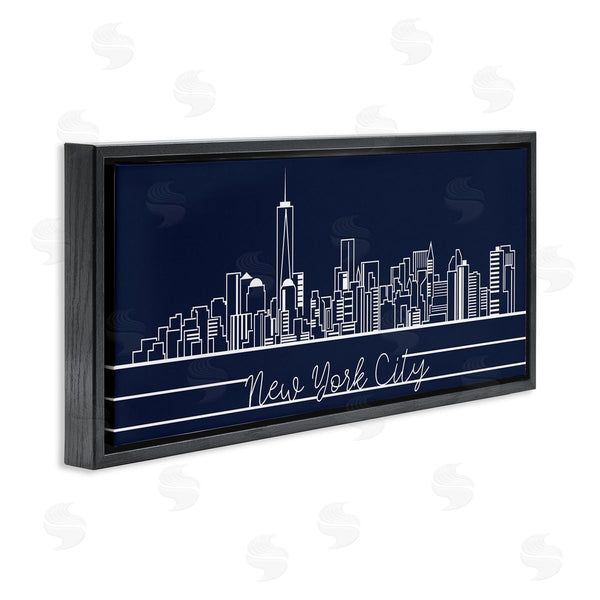 Stupell Industries Stupell Studio | New York City Skyline Deep Blue White Outline