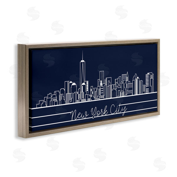 Stupell Industries Stupell Studio | New York City Skyline Deep Blue White Outline
