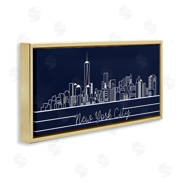 Stupell Industries Stupell Studio | New York City Skyline Deep Blue White Outline
