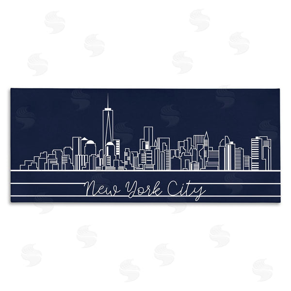 stupell industries Stupell Studio | New York City Skyline Deep Blue White Outline