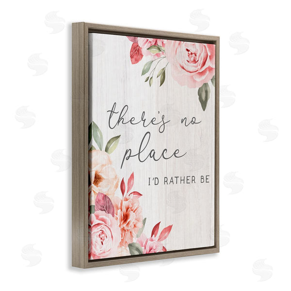 Stupell Industries Stupell Studio | No Place I'd Rather Be Phrase Pink Cottage Florals Wall Art
