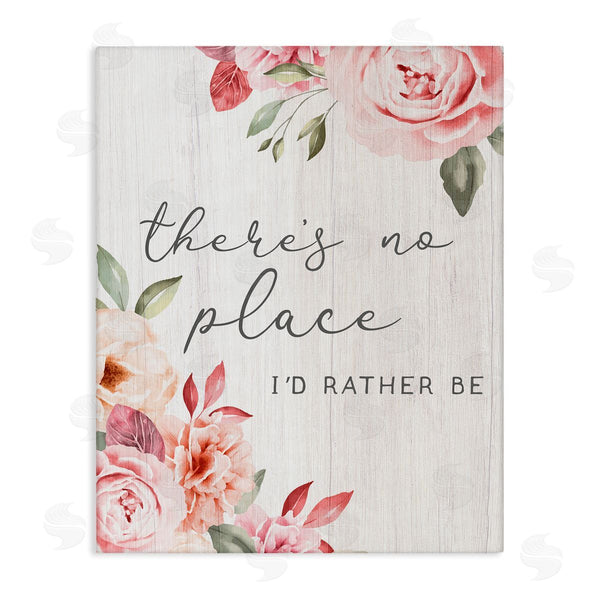 stupell industries Stupell Studio | No Place I'd Rather Be Phrase Pink Cottage Florals Wall Art