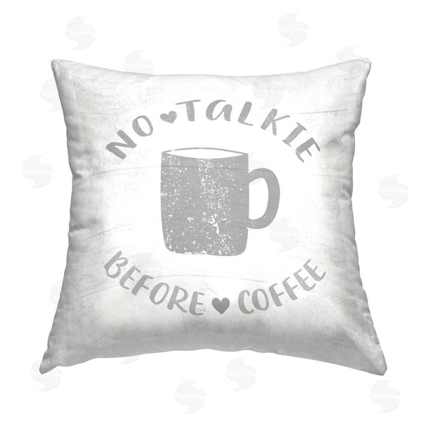 stupell industries Stupell Studio | No Talkie Before Coffee Funny Printed Throw Pillow