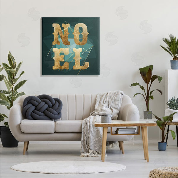 Stupell Industries Stupell Studio | Noel Glam Christmas Typography Green Geometric Shapes Wall Art