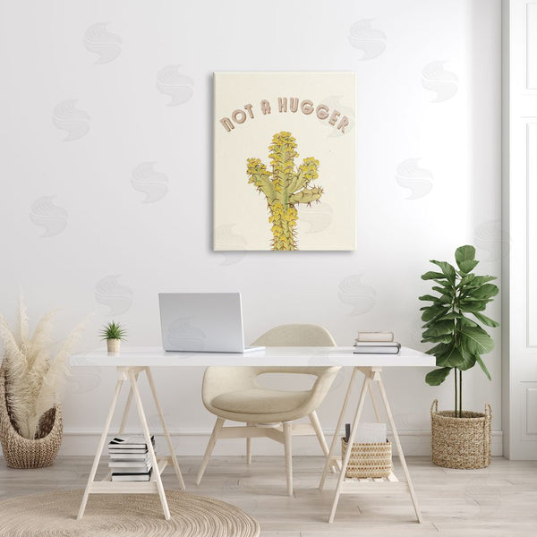 Stupell Industries Stupell Studio | Not A Hugger Phrase Vintage Yellow Floral Cactus Wall Art