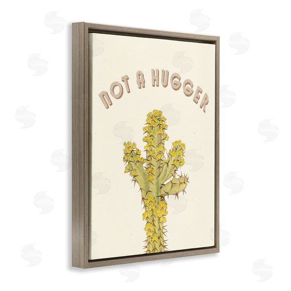 Stupell Industries Stupell Studio | Not A Hugger Phrase Vintage Yellow Floral Cactus Wall Art