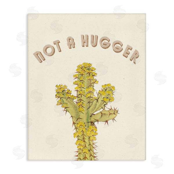 stupell industries Stupell Studio | Not A Hugger Phrase Vintage Yellow Floral Cactus Wall Art
