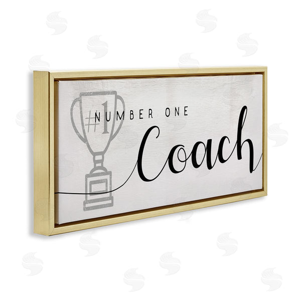 Stupell Industries Stupell Studio | Number One Coach Phrase Grey Trophy Detail Wall Art