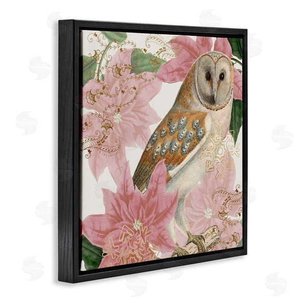 Stupell Industries Stupell Studio | Observant Posed Golden Owl Spring Floral Vintage Collage Wall Art