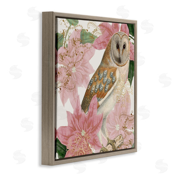 Stupell Industries Stupell Studio | Observant Posed Golden Owl Spring Floral Vintage Collage Wall Art