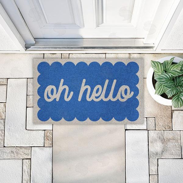 Stupell Industries Stupell Studio | Oh Hello Blue Greeting Faux Sisal Door Mat