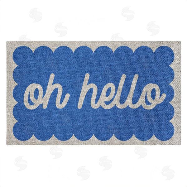 stupell industries Stupell Studio | Oh Hello Blue Greeting Faux Sisal Door Mat