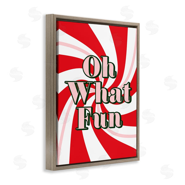 Stupell Industries Stupell Studio | Oh What Fun Festive Typography Peppermint Red Pattern Wall Art