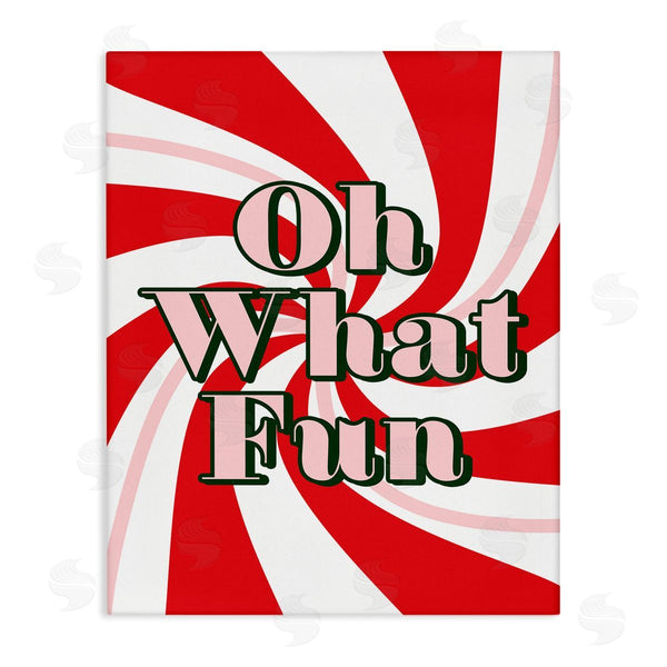 stupell industries Stupell Studio | Oh What Fun Festive Typography Peppermint Red Pattern Wall Art