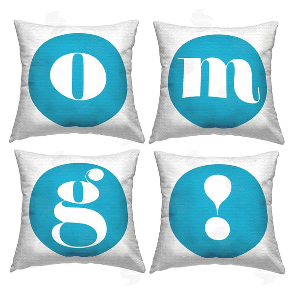 Stupell Industries Stupell Studio | OMG Blue Initials Printed Throw Pillow Set