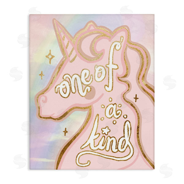 stupell industries Stupell Studio | One Of A Kind Phrase Pink Rainbow Unicorn Wall Art