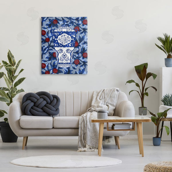 Stupell Industries Stupell Studio | Ornate Vase Red & Blue Pattern Wall Art