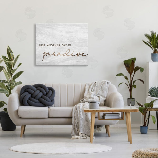 Stupell Industries Stupell Studio | Paradise Phrase Glam Cursive White Grain Pattern Wall Art