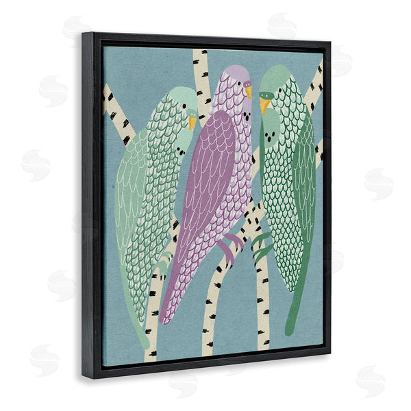 Stupell Industries Stupell Studio | Parakeets Perched On Birch Purple Green Birds