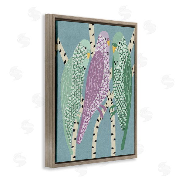 Stupell Industries Stupell Studio | Parakeets Perched On Birch Purple Green Birds
