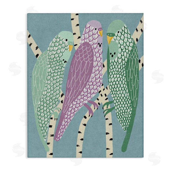 stupell industries Stupell Studio | Parakeets Perched On Birch Purple Green Birds