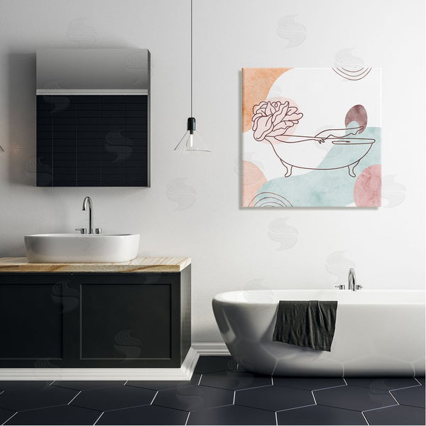 Stupell Industries Stupell Studio | Pastel Geometric Bathtub Flower Wall Art