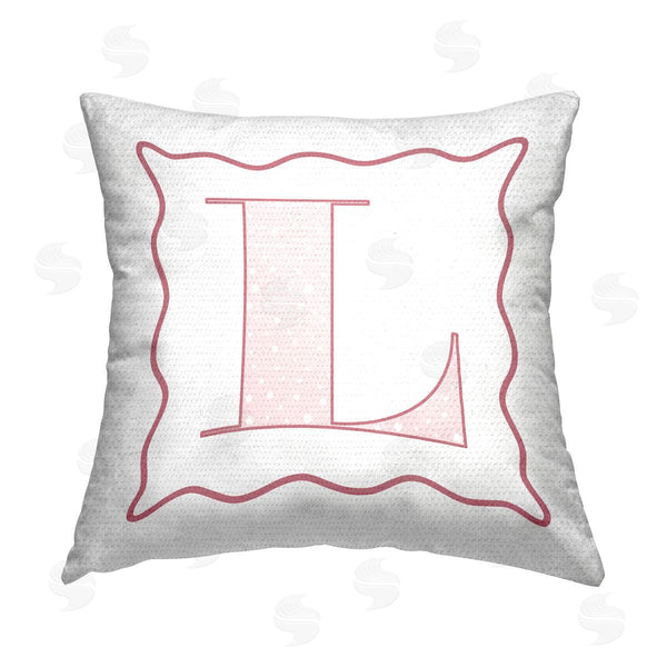 Stupell Industries Stupell Studio | Patterned Pink L Letter Printed Throw Pillow