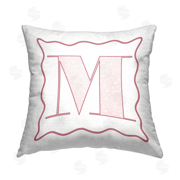 Stupell Industries Stupell Studio | Patterned Pink M Letter Printed Throw Pillow