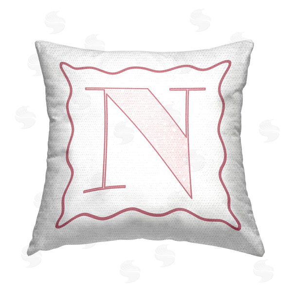 Stupell Industries Stupell Studio | Patterned Pink N Initial Printed Throw Pillow