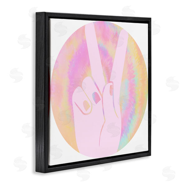 Stupell Industries Stupell Studio | Peace Sign Hand Pose Groovy Pink Pattern