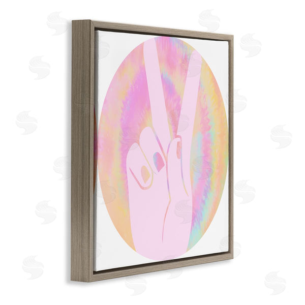 Stupell Industries Stupell Studio | Peace Sign Hand Pose Groovy Pink Pattern