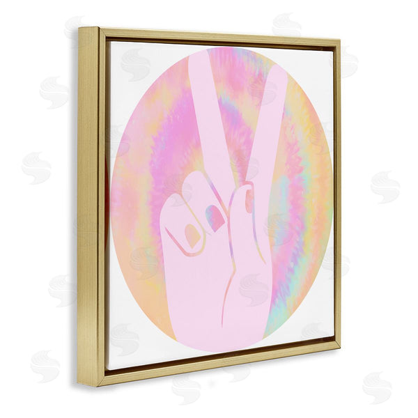 Stupell Industries Stupell Studio | Peace Sign Hand Pose Groovy Pink Pattern