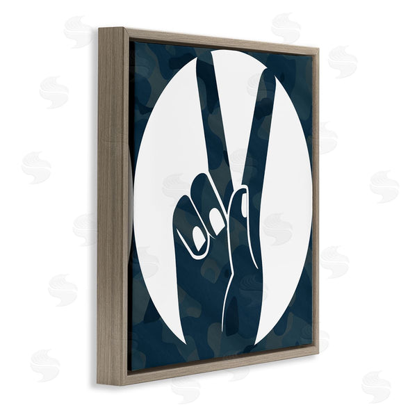 Stupell Industries Stupell Studio | Peace Sign Hand Pose Over Dark Blue Camouflage