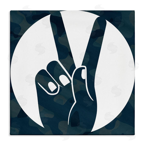 stupell industries Stupell Studio | Peace Sign Hand Pose Over Dark Blue Camouflage
