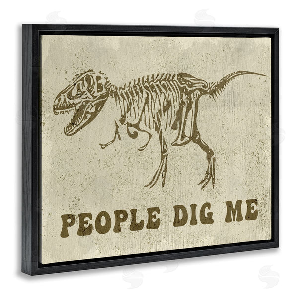 Stupell Industries Stupell Studio | People Dig Me Funny Phrase T-Rex Dinosaur Skeleton Wall Art